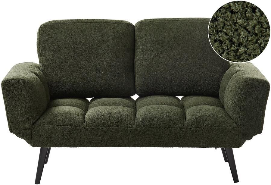 Beliani BREKKE Slaapbank Donkergroen Bouclé