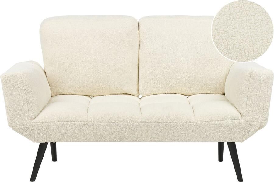 Beliani BREKKE Tweezitsbank-Wit-Bouclé