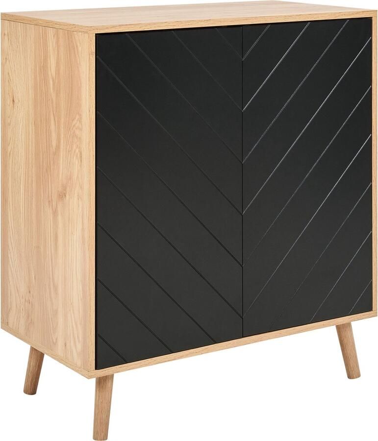 Beliani BRISTOW Dressoir Lichtbruin Zwart Hout