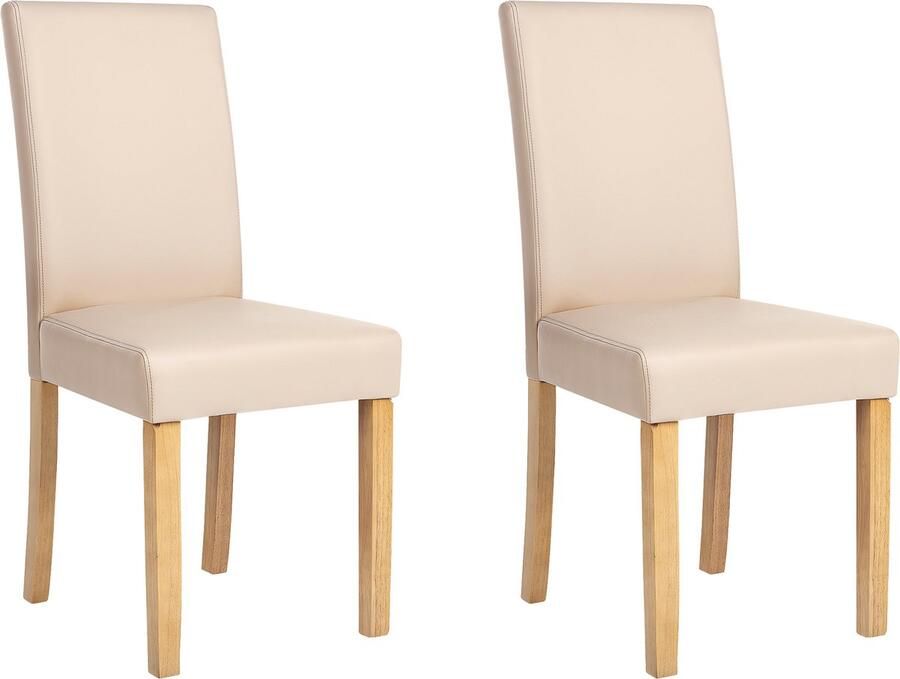 Beliani Set van 2 eetkamerstoelen BROADWAY Kunstleer Beige