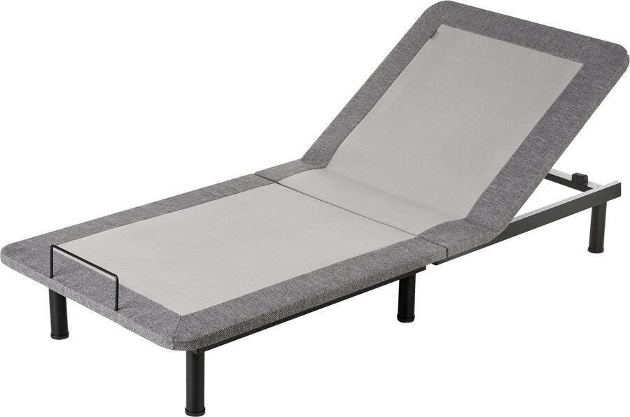 Beliani BRUNOY Bedframe elektrisch verstelbaar Grijs 80 x 200 cm Polyester