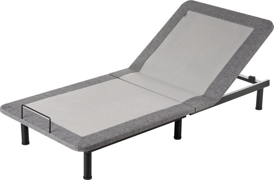 Beliani BRUNOY Bedframe elektrisch verstelbaar Grijs 90 x 200 cm Polyester