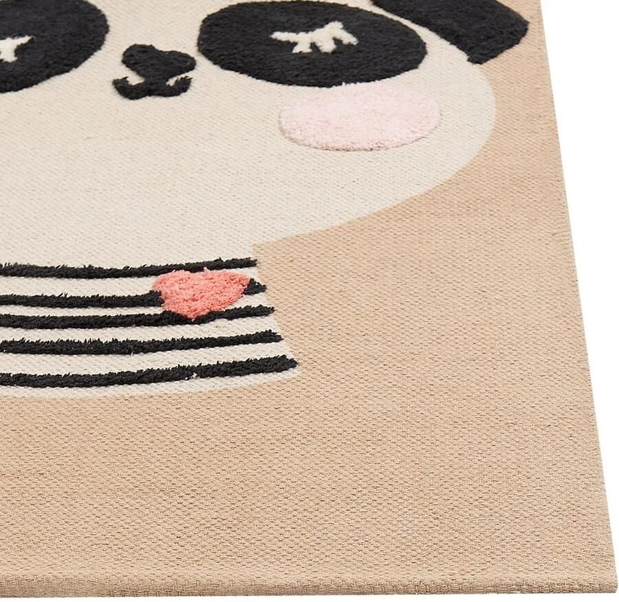 Beliani Vloerkleed panda katoen beige 80 x 150 cm BUNAN