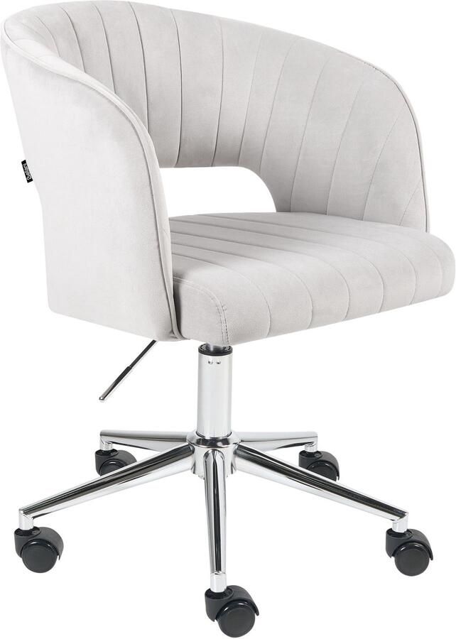 Beliani Bureaustoel Draaibaar KATONAH Fluweel Lichtgrijs