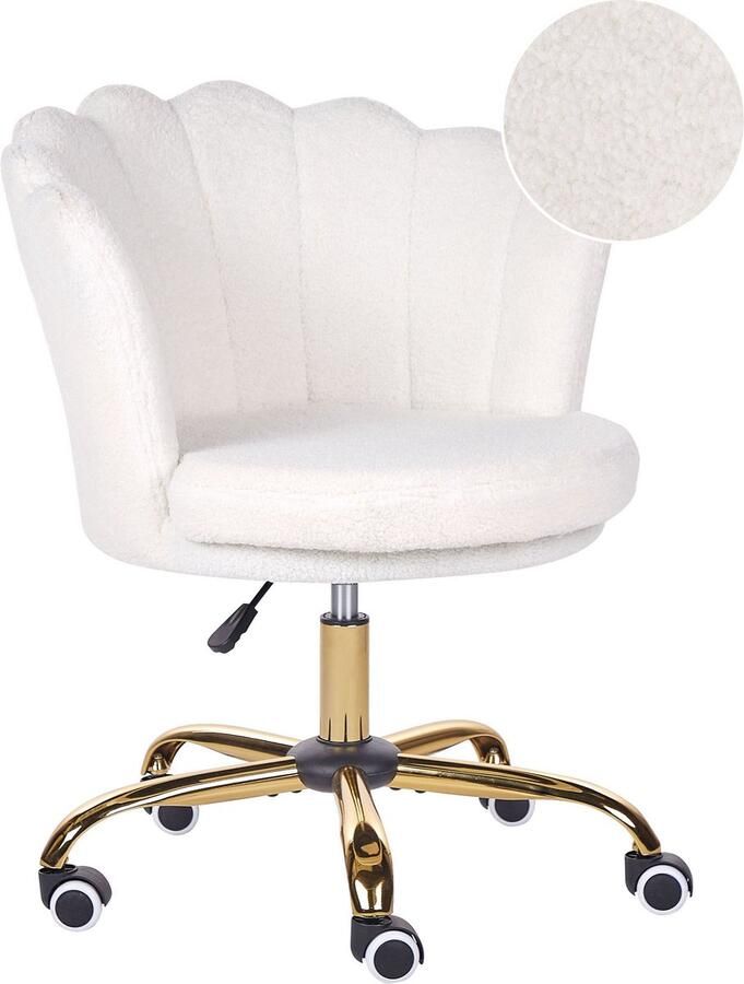 Beliani Bureaustoel Draaibaar MONTICELLO Bouclé Wit - Foto 2
