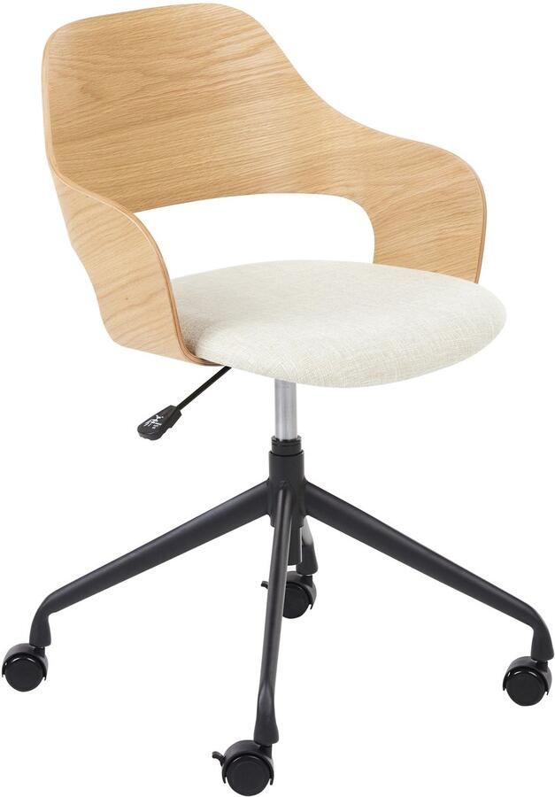 Beliani Bureaustoel Draaibaar NOVATO Kunstlinnen Lichtbeige