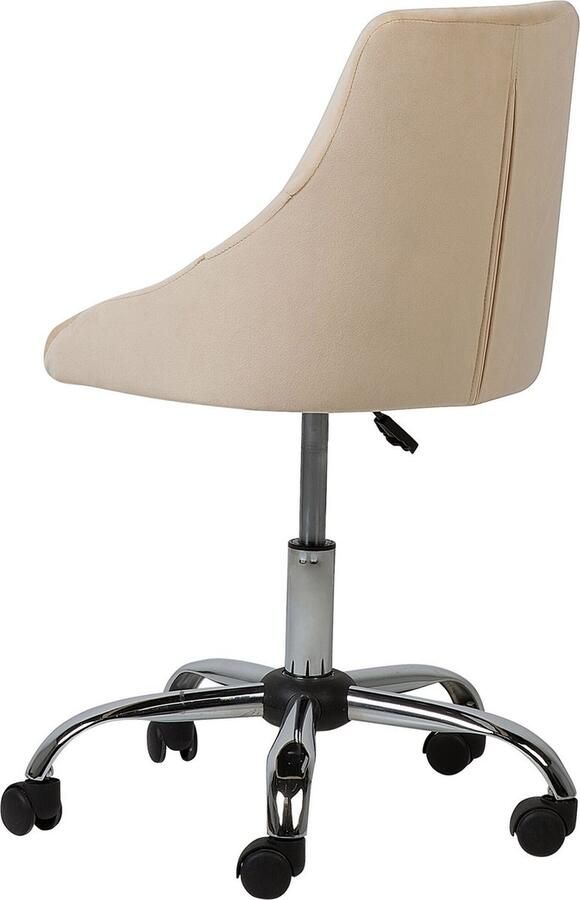 Beliani Bureaustoel Draaibaar PARRISH Fluweel Beige - Foto 4