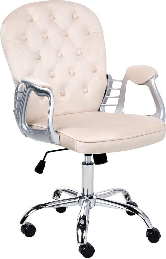 Beliani Bureaustoel Draaibaar PRINCESS Fluweel Beige