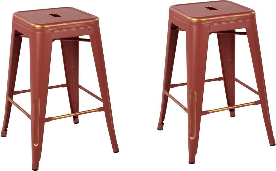 Beliani Set van 2 barkrukken CABRILLO Metaal Rood - Foto 2