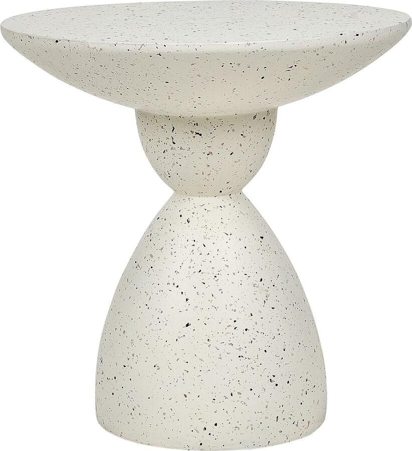 Beliani Bijzettafel CAFFI 50 cm 50 cm Terrazzo-effect Gebroken wit