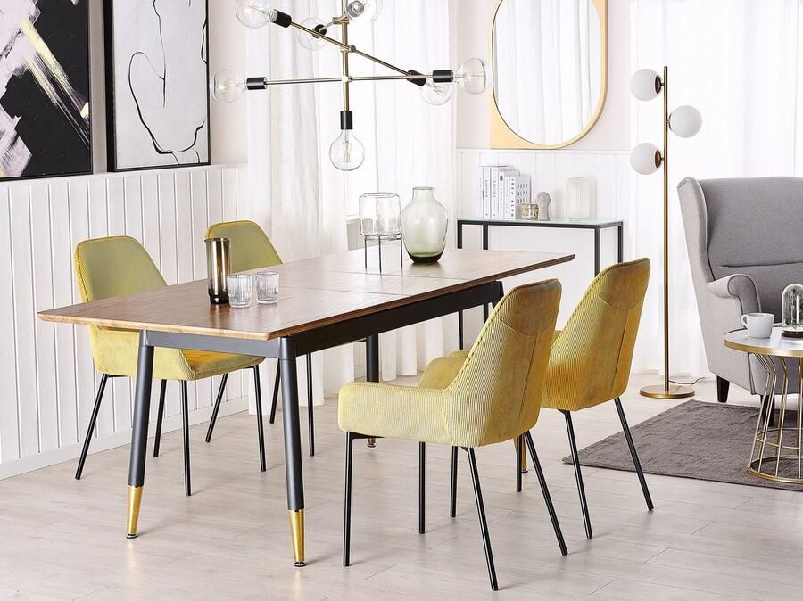 Beliani Eettafel uitschuifbaar CALIFORNIA Donkerbruin 160 200 cm 90 cm - Foto 2