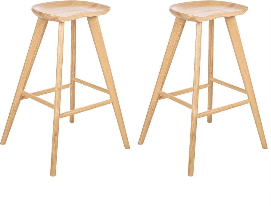 Beliani CANDO Barkruk set van 2 Lichtbruin Rubberhout