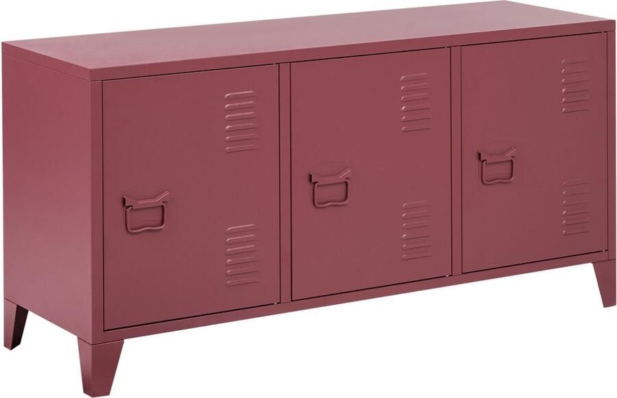 Beliani CARDIFF Dressoir Donkerrood Staal