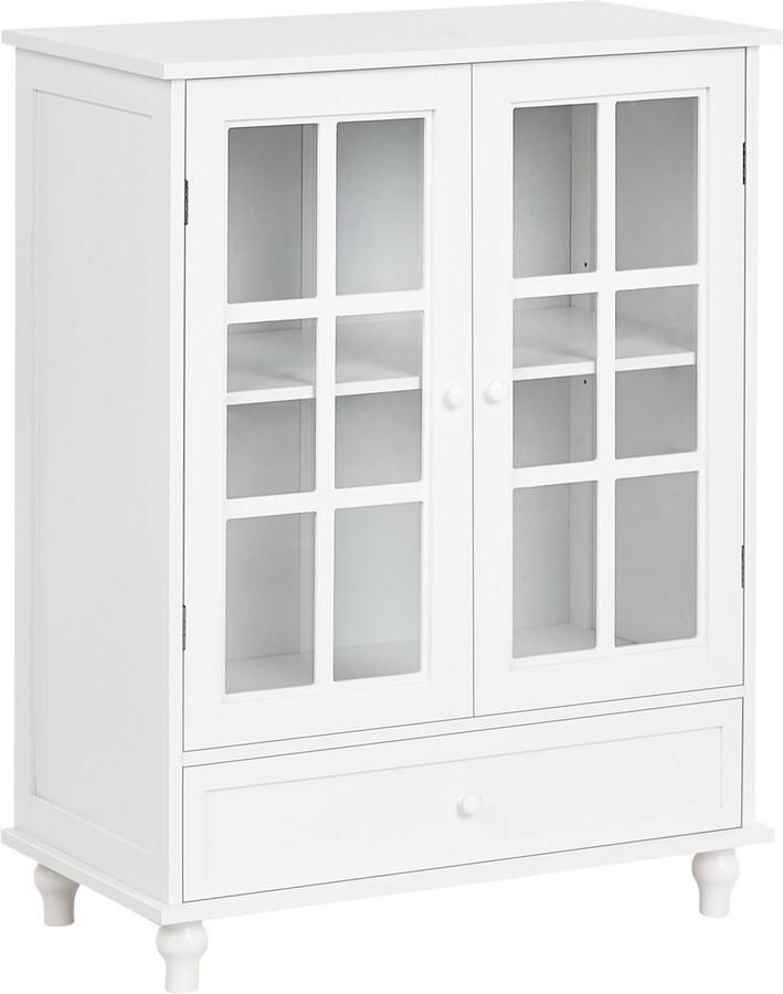 Beliani Glazen vitrinekast CARLET 71 cm Wit