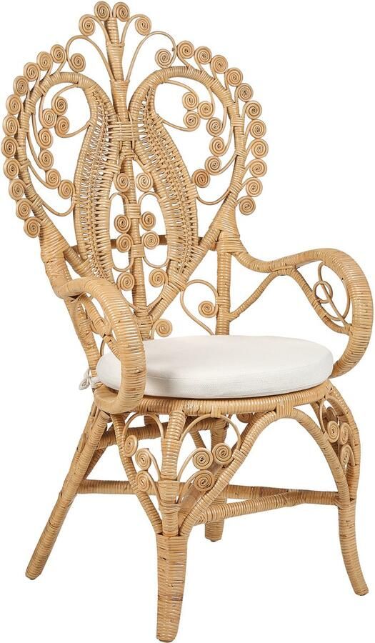 Beliani CARRARA Pauwenstoel Natuurlijk Rotan