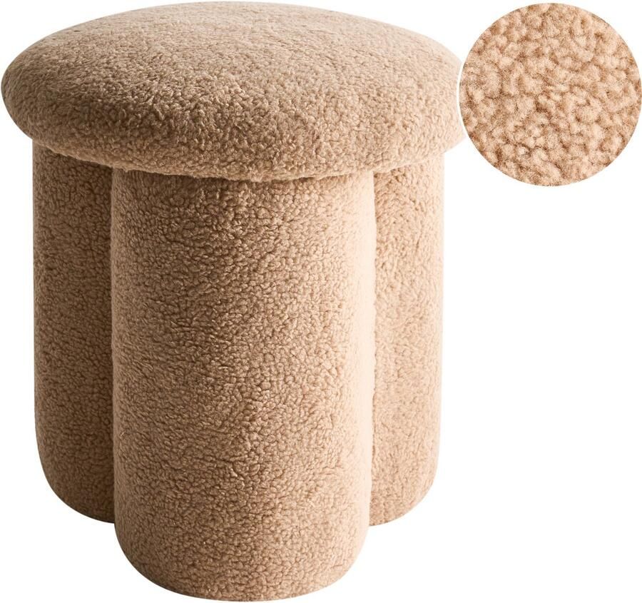 Beliani CARRINGTON Poef Beige Bouclé