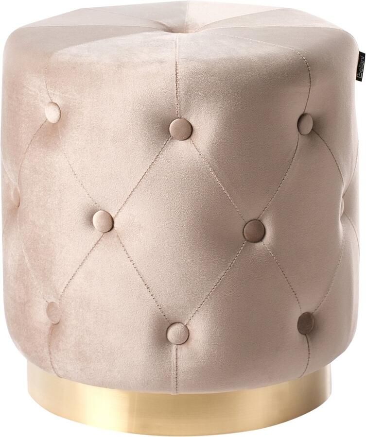 Beliani Poef CARROLLTON Fluweel Beige 40 cm 40 cm 41 cm