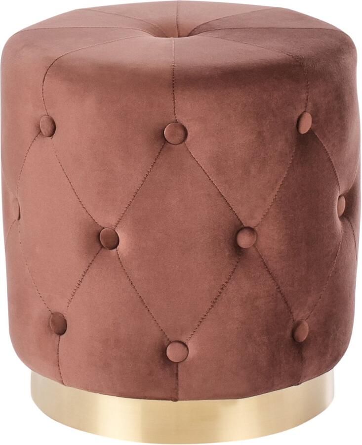 Beliani Poef CARROLLTON Fluweel Bruin 40 cm 40 cm 41 cm