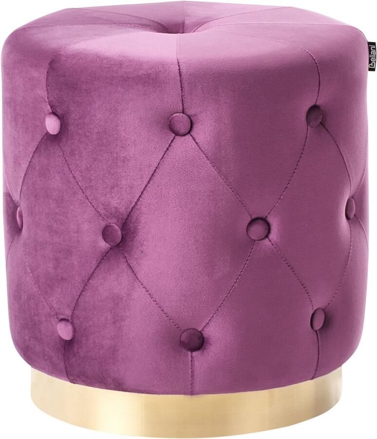 Beliani Poef CARROLLTON Fluweel Paars 40 cm 40 cm 41 cm