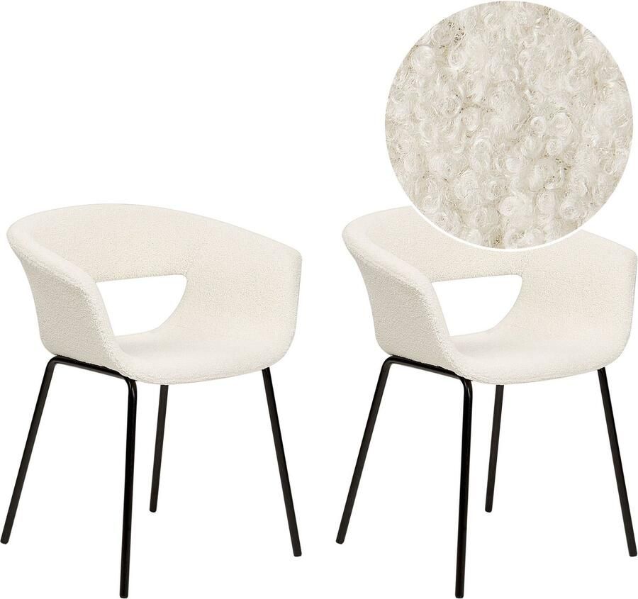 Beliani ELMA Eetkamerstoelen set van 2 Gebroken wit Polyester
