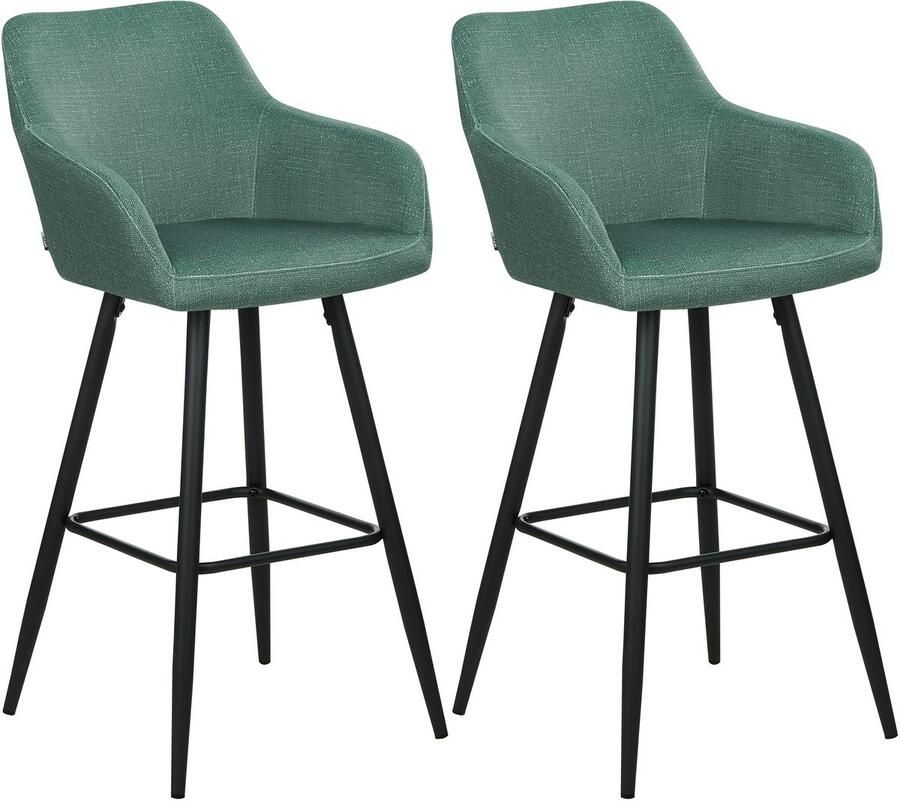 Beliani Set van 2 barstoelen CASMALIA Fluweel Donkergroen