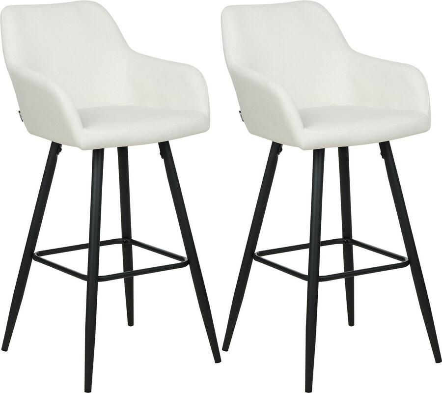 Beliani Set van 2 barstoelen CASMALIA Fluweel Gebroken wit - Foto 1