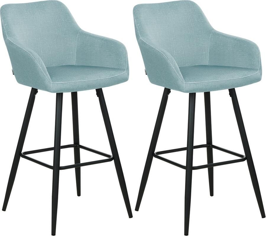 Beliani CASMALIA Barkruk set van 2 Lichtblauw Fluweel