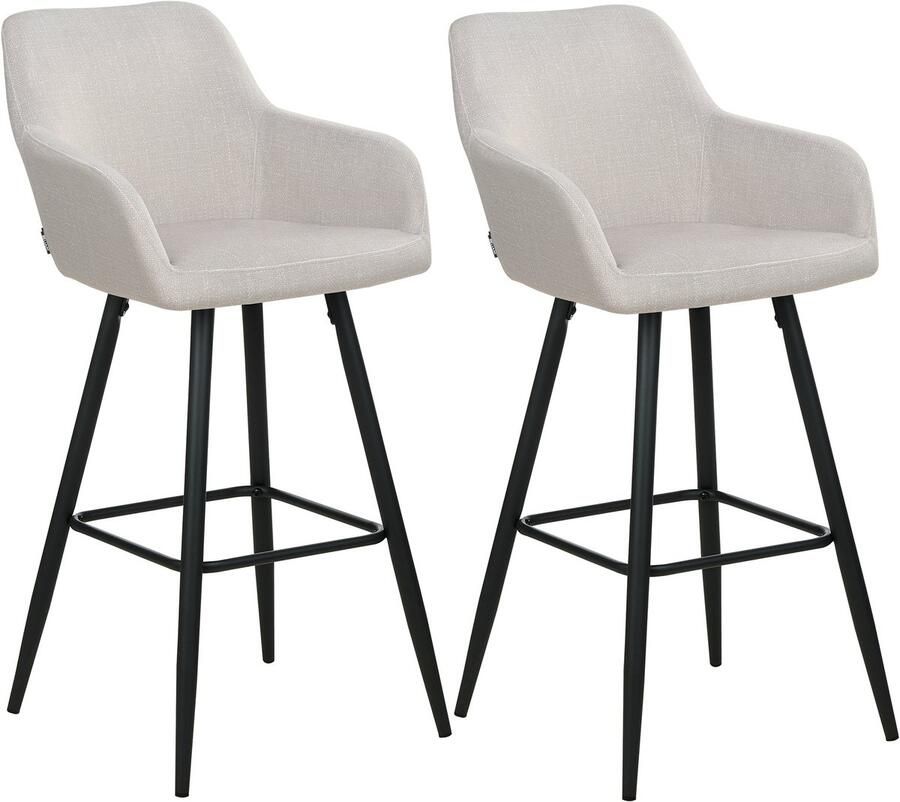 Beliani Set van 2 barstoelen CASMALIA Fluweel Taupe