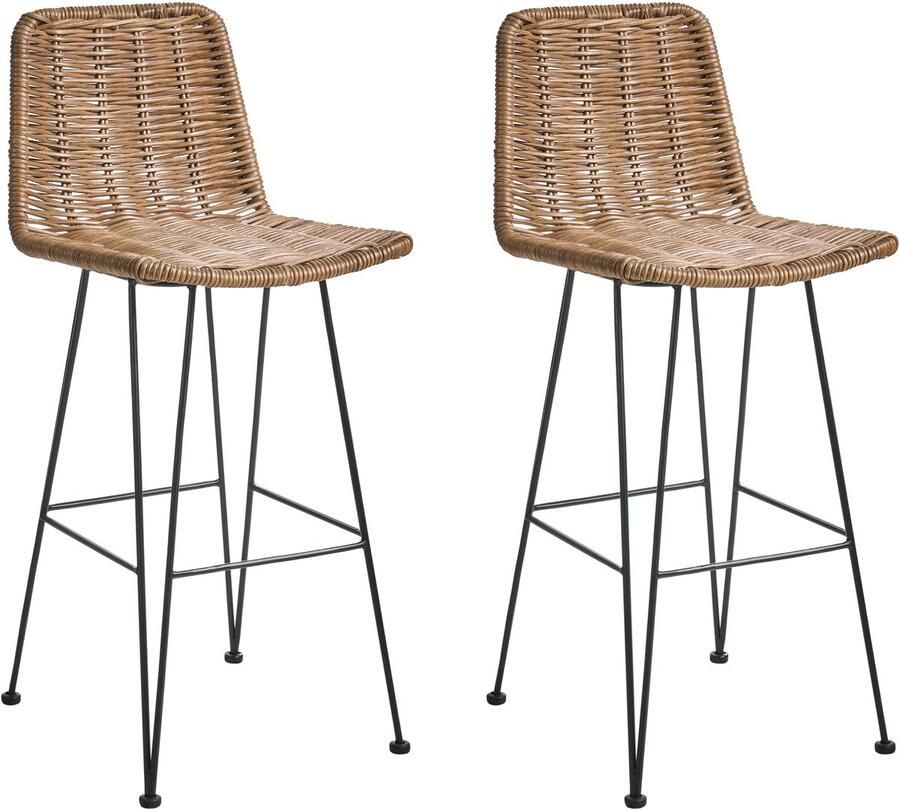 Beliani CASSITA Barkruk set van 2 Bruin Rotan