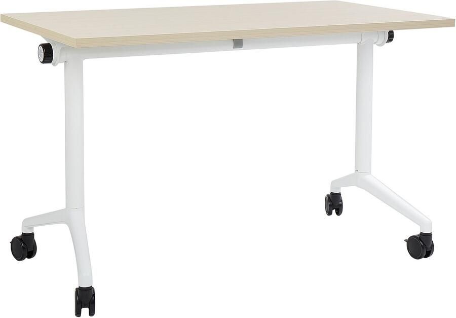 Beliani CAVI Bureau verstelbaar Lichtbruin Wit 120 x 60 cm Metaal