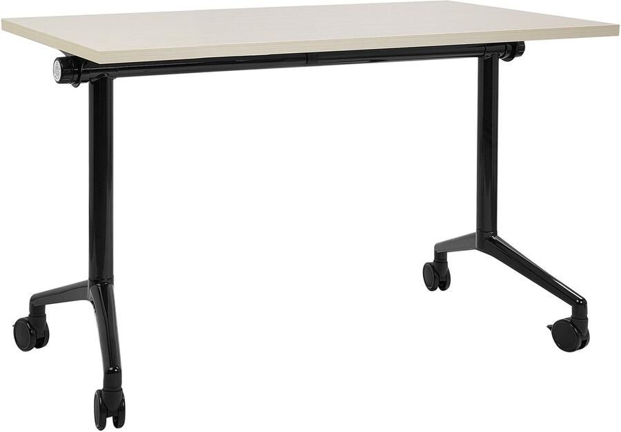 Beliani CAVI Bureau verstelbaar Lichtbruin Zwart 120 x 60 cm Metaal