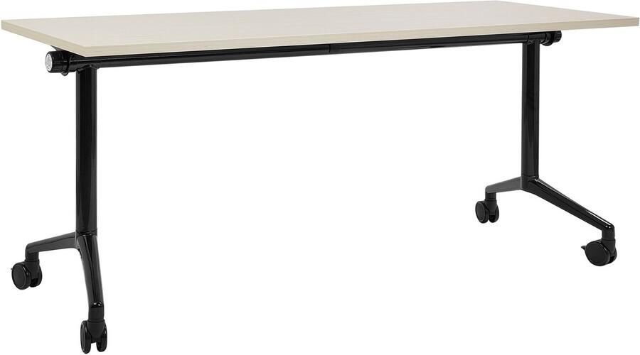 Beliani CAVI Inklapbaar bureau Lichthout Zwart 160 x 60 cm Staal