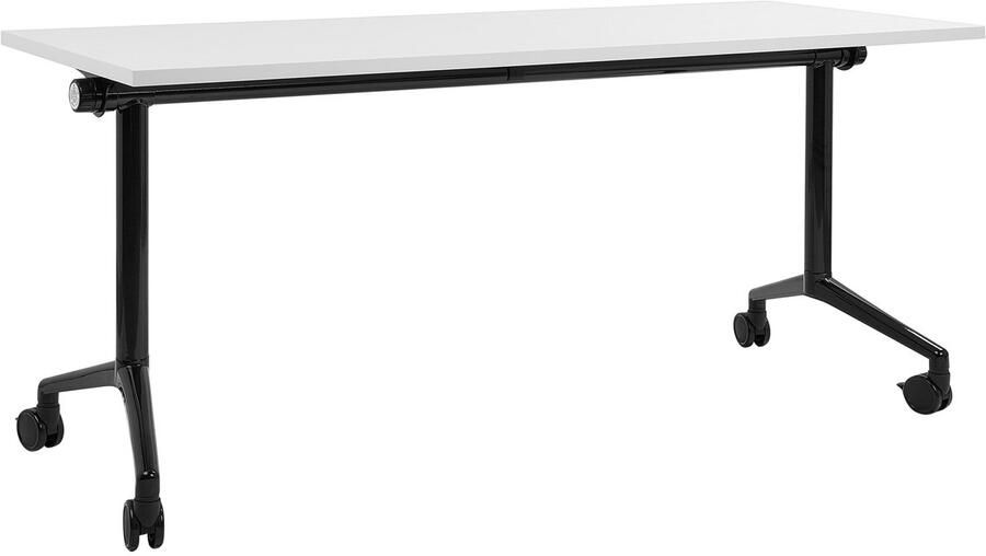 Beliani CAVI Inklapbaar bureau Wit Zwart 160 x 60 cm Staal