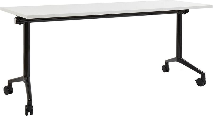 Beliani CAVI Inklapbaar bureau Wit Zwart 180 x 60 cm Staal