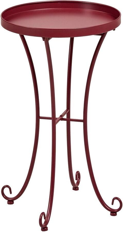 Beliani CAVINIA Tuin bijzettafel Bordeaux 40 x 40 cm IJzer