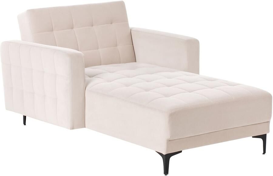 Beliani Chaise longue ABERDEEN Fluweel Lichtbeige