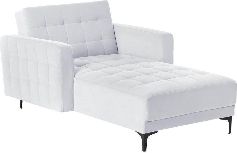 Beliani ABERDEEN Chaise longue Lichtgrijs Fluweel