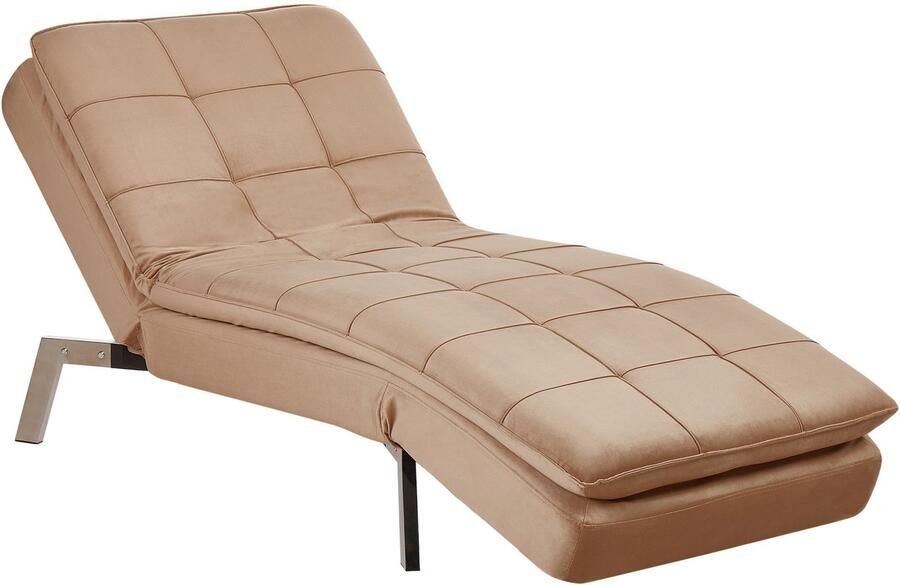 Beliani LOIRET Chaise longue Lichtbruin Fluweel