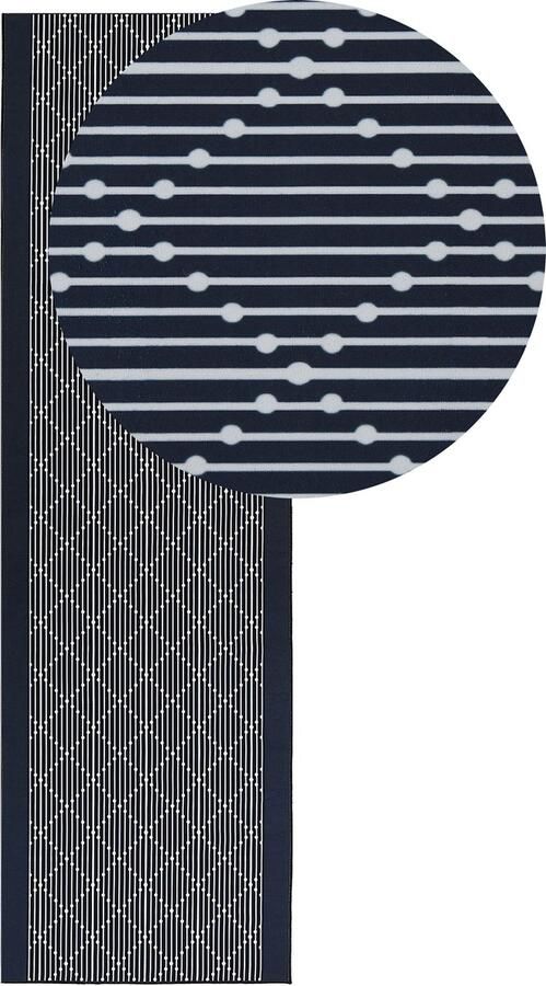 Beliani CHARVAD Laagpolig vloerkleed Marineblauw 60 x 200 cm Polyester - Foto 2