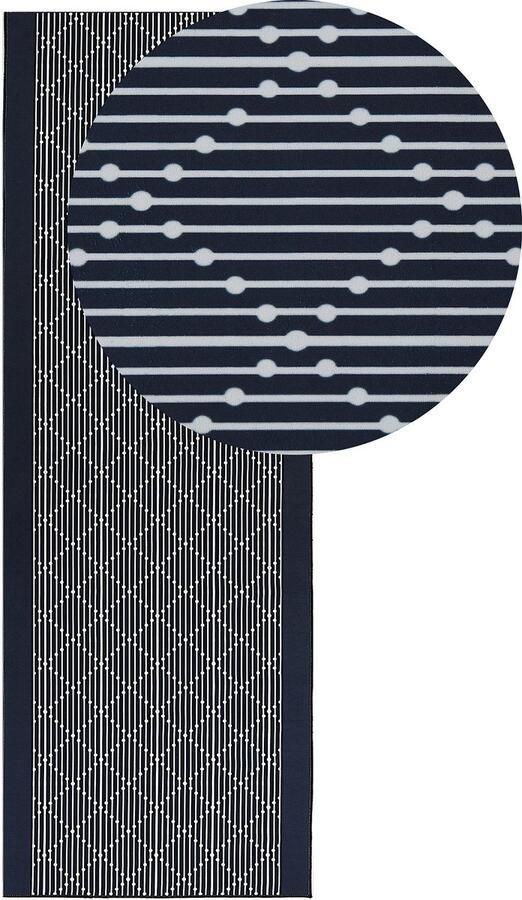 Beliani CHARVAD Laagpolig vloerkleed Marineblauw 70 x 200 cm Polyester - Foto 2