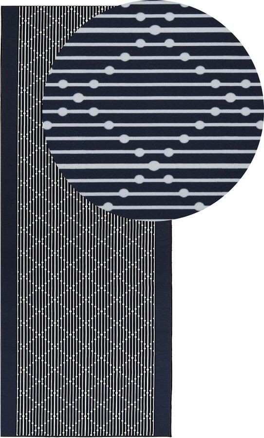 Beliani CHARVAD Laagpolig vloerkleed Marineblauw 80 x 200 cm Polyester - Foto 2