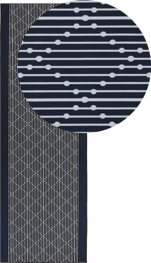 Beliani CHARVAD Laagpolig vloerkleed Marineblauw 80 x 240 cm Polyester - Foto 2