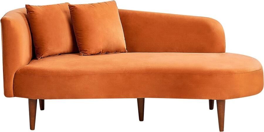 Beliani CHAUMONT Chaise longue Oranje Linkszijdig Fluweel