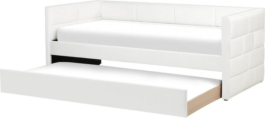 Beliani Onderschuifbed Fluweel CHAVONNE 90 x 200 cm Gebroken wit