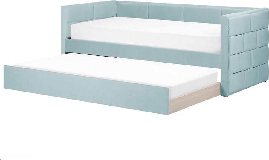 Beliani Onderschuifbed Fluweel CHAVONNE 90 x 200 cm Mintgroen