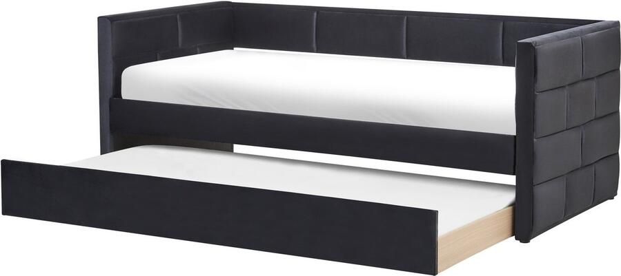 Beliani Onderschuifbed Fluweel CHAVONNE 90 x 200 cm Zwart