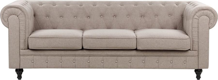 Beliani CHESTERFIELD driezitsbank Taupe Polyester