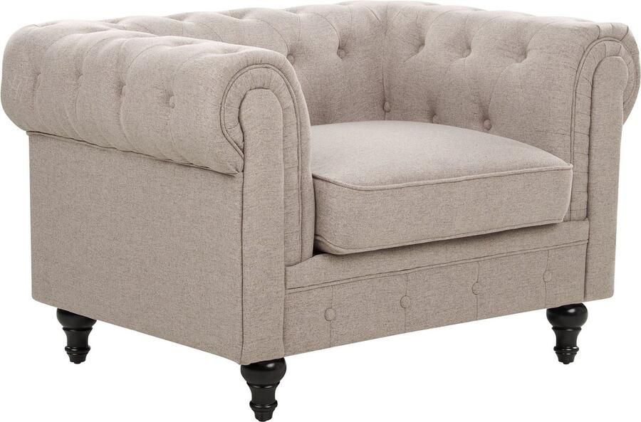 Beliani CHESTERFIELD fauteuil Taupe Polyester