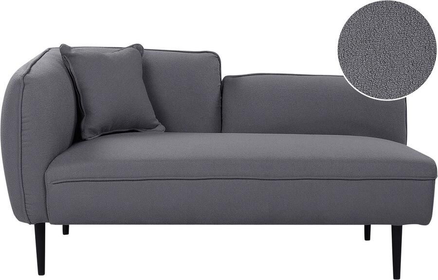 Beliani Linkszijdige chaise longue CHEVANNES Bouclé Donkergrijs