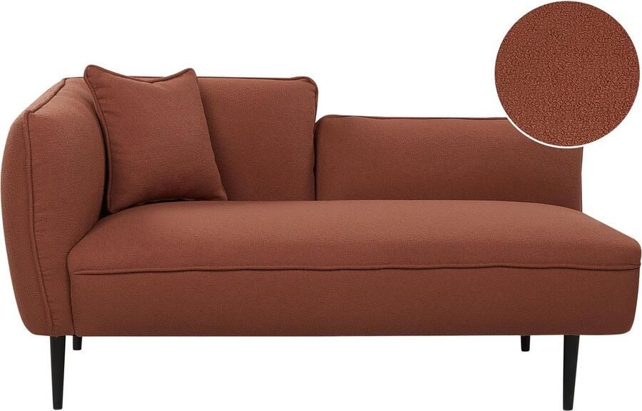 Beliani CHEVANNES Chaise longue Donkerrood Linkszijdig Bouclé